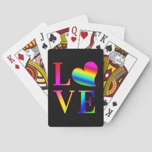 LOVE COLORFUL TYPOGRAPHY RAINBOW HEART PLAYING CARDS
