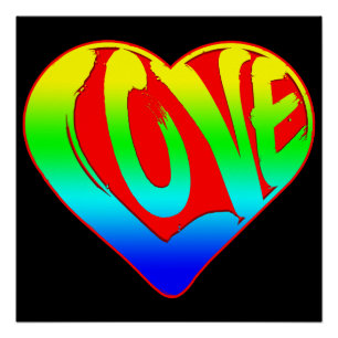 Love Colourful Heart Valentines Day Poster