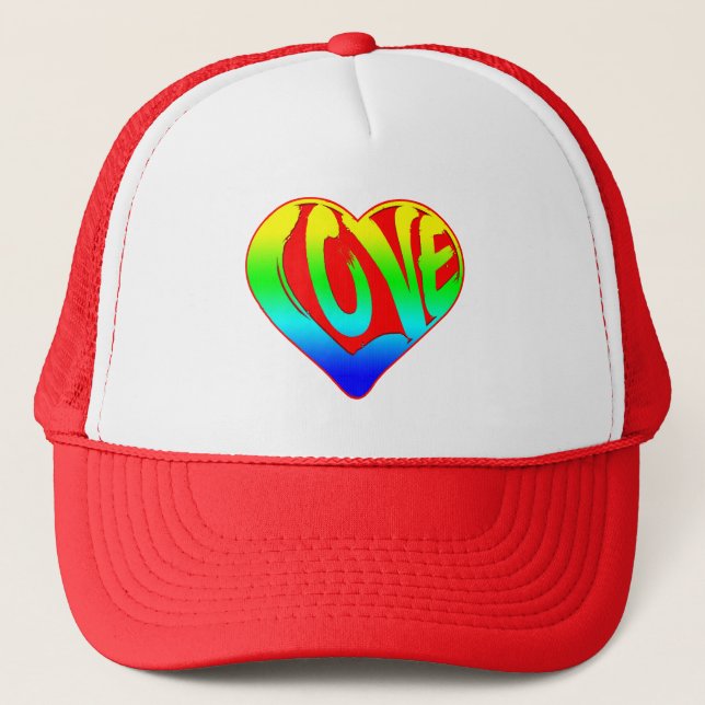 Love Colourful Heart Valentines Day Trucker Hat (Front)