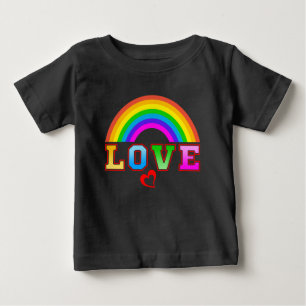 Love Colourful Rainbow Red Heart Baby T-Shirt