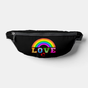 Love Colourful Rainbow Red Heart Bum Bags