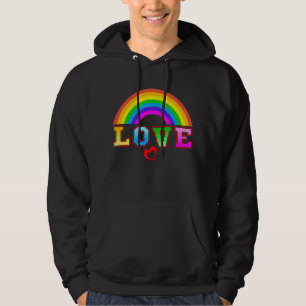 Love Colourful Rainbow Red Heart Hoodie