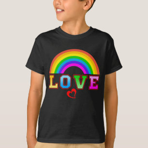 Love Colourful Rainbow Red Heart T-Shirt