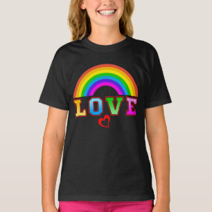 Love Colourful Rainbow Red Heart T-Shirt