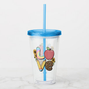 Love - Colourful Teacher Design with Apple & Penci Acrylic Tumbler