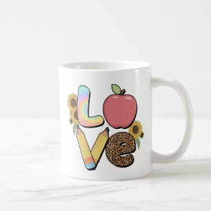 Love - Colourful Teacher Design with Apple & Penci Coffee Mug