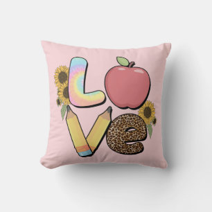 Love - Colourful Teacher Design with Apple & Penci Cushion