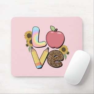 Love - Colourful Teacher Design with Apple & Penci Mouse Mat