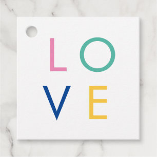 LOVE colourful valentine typography Favour Tags