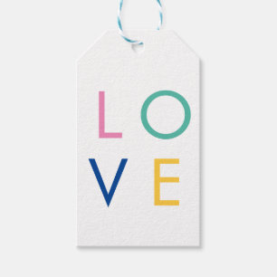 LOVE colourful valentine typography Gift Tags