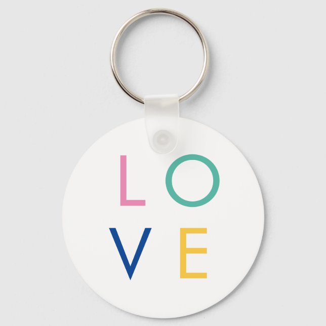 LOVE colourful valentine typography Key Ring (Front)