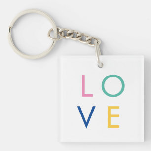 LOVE colourful valentine typography Key Ring