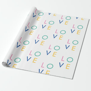 LOVE colourful valentine typography Wrapping Paper