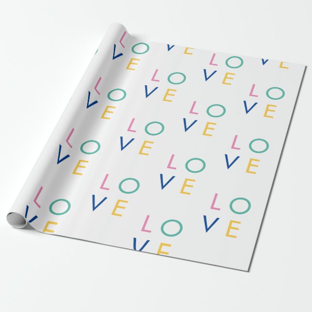 LOVE colourful valentine typography Wrapping Paper (Unrolled)