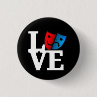 LOVE + comedy/tragedy masks icon: theater lover's