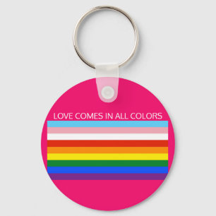 LOVE COMES IN ALL COLORS BUTTON KEY RING