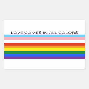 LOVE COMES IN ALL COLORS RECTANGULAR STICKER