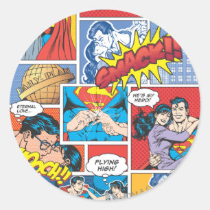 Love Comic Slides - Colour Classic Round Sticker