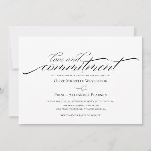 Love & Commitment   Black & White Wedding Invite