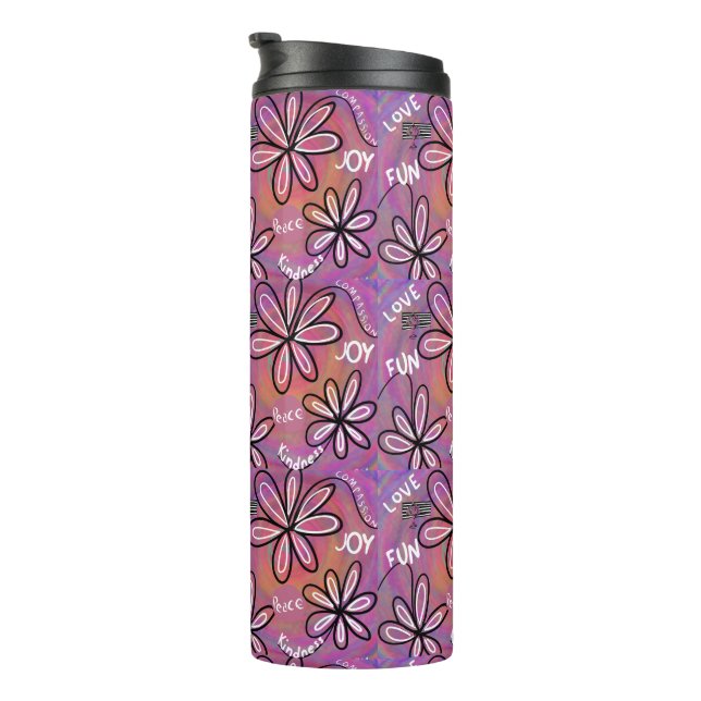 Love Compassion, Joy, Peace For Humanity Thermal Tumbler (Rotated Right)