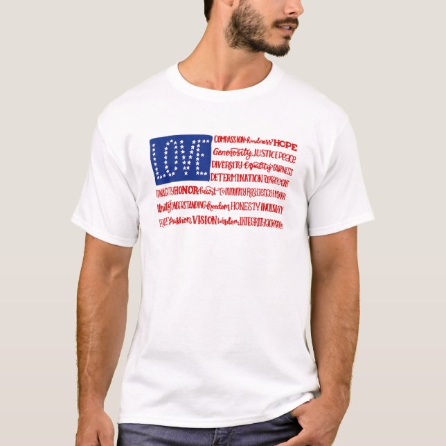 Love Compassion Kindness Hope Generosity Justice P T-Shirt (Front)