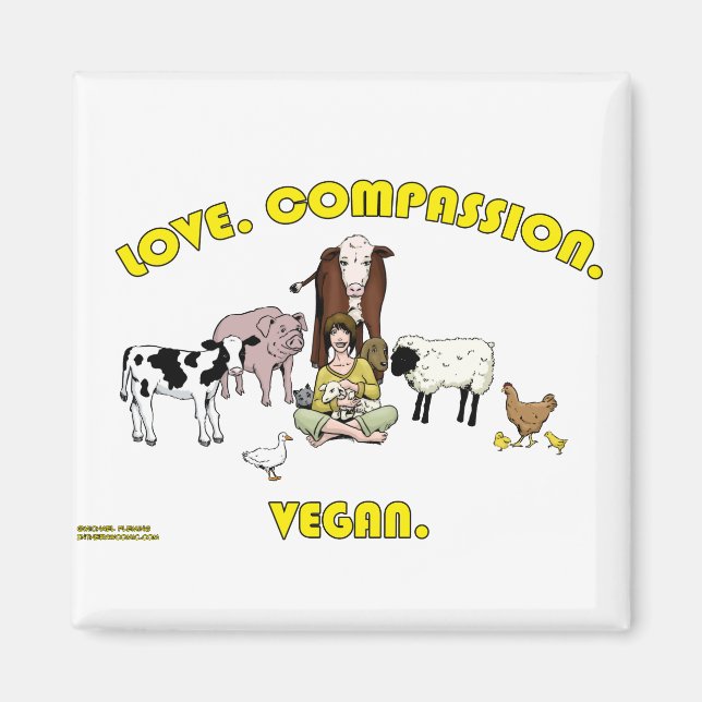 Love. Compassion. Vegan. Magnet (Front)