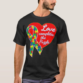 Love Completes The Puzzle Autism Awareness Ribbon T-Shirt