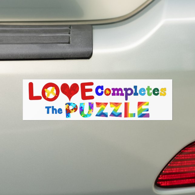 Love Completes the Puzzle Bumper Sticker (On Car)