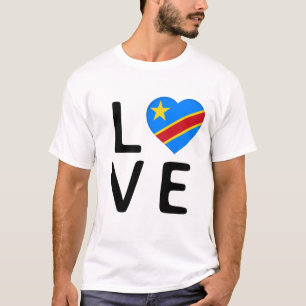 Love - Congo Democratic Republic Flag T-Shirt