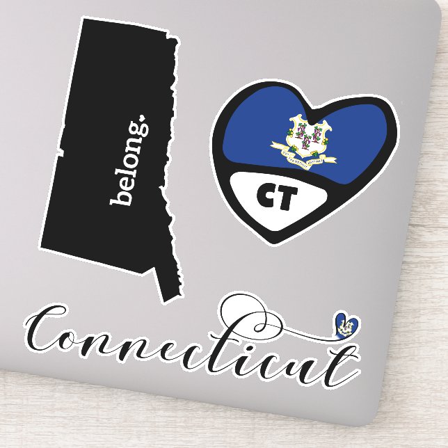 Love Connecticut, 3 Designs, Die Cut Stickers (Detail)