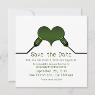 Love Connection USB Save the Date Invite, Green Invitation