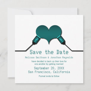 Love Connection USB Save the Date Invite, Teal Invitation