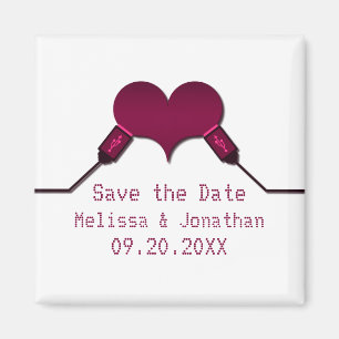 Love Connection USB Save the Date Magnet, Fuchsia Magnet