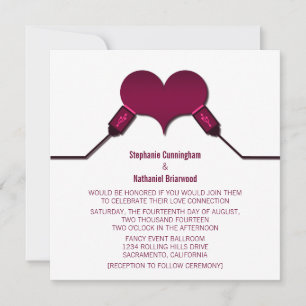 Love Connection USB Wedding Invitation, Fuchsia Invitation