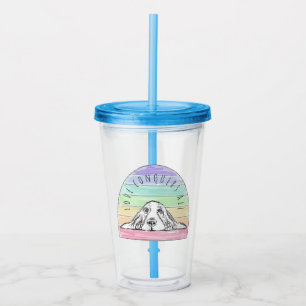 love conquers all dog rainbow basset hound acrylic tumbler