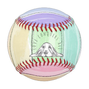 love conquers all dog rainbow basset hound baseball