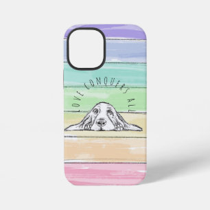 love conquers all dog rainbow basset hound iPhone 12 mini case