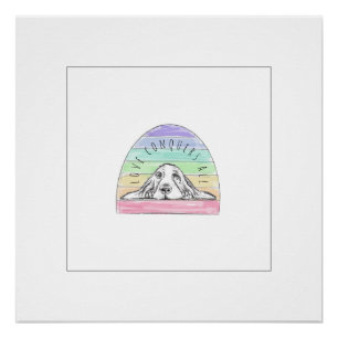 love conquers all dog rainbow basset hound poster