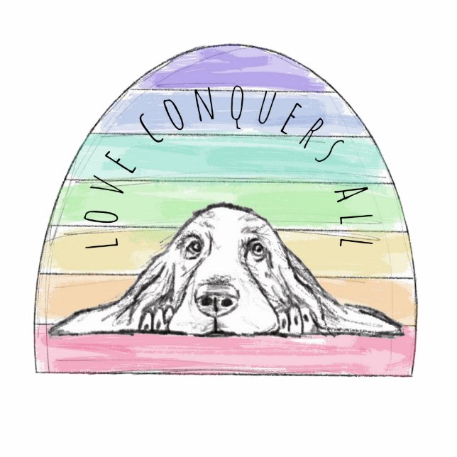 love conquers all dog rainbow basset hound   standing photo sculpture (Front)
