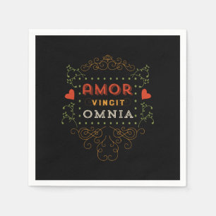 Love Conquers All - Vintage Latin Typography Napkin