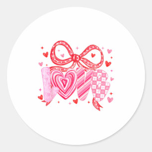 Love Coquette Bow Leopard Hearts Valentine Women G Classic Round Sticker