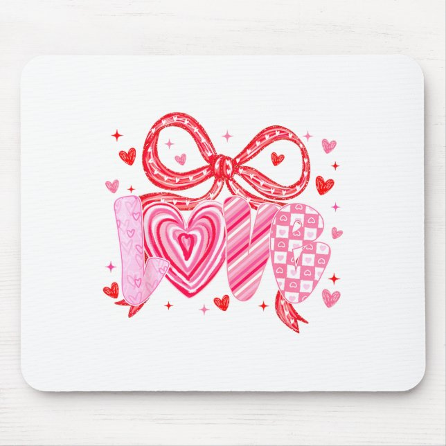 Love Coquette Bow Leopard Hearts Valentine Women G Mouse Mat (Front)