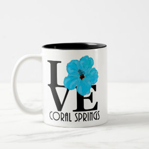 LOVE Coral Springs Blue Hibiscus 11oz Two-Tone Coffee Mug