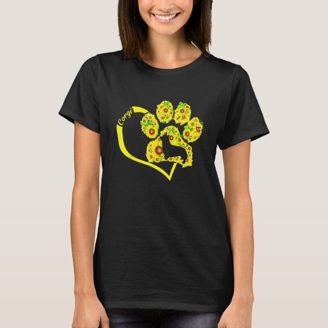 Love Corgi Paw Sunflower Costume T-Shirt (Front)