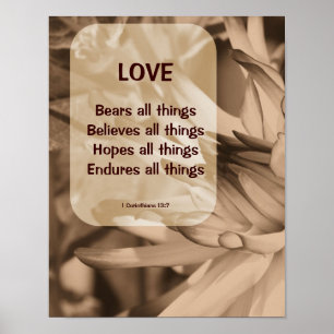 Love Corinthians 13:7 Inspirational Quote Poster