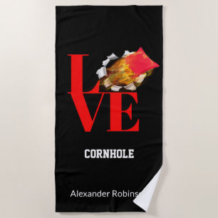 Love Cornhole Personalised Sports   Beach Towel