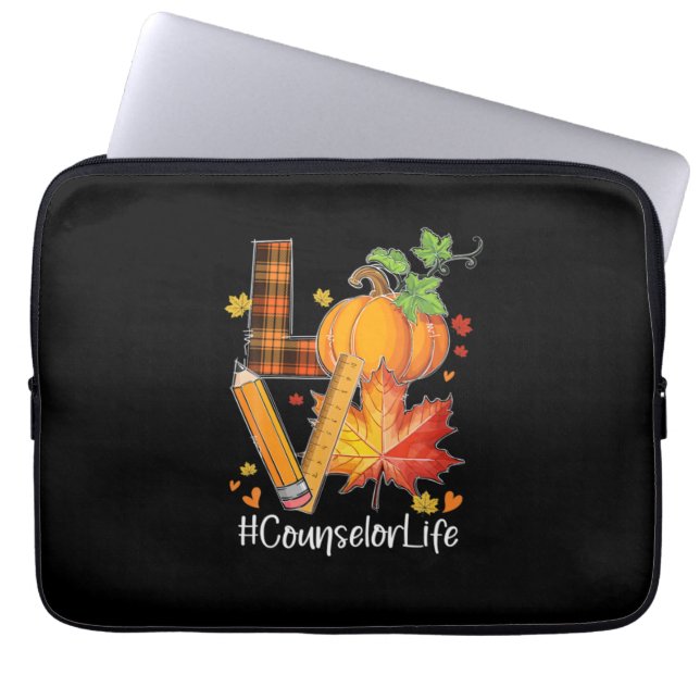 LOVE Counsellor Life Fall Leaves Autumn Season Pum Laptop Sleeve (Front)