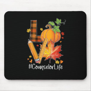 LOVE Counsellor Life Fall Leaves Autumn Season Pum Mouse Mat