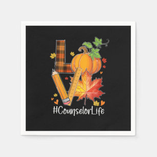 LOVE Counsellor Life Fall Leaves Autumn Season Pum Napkin