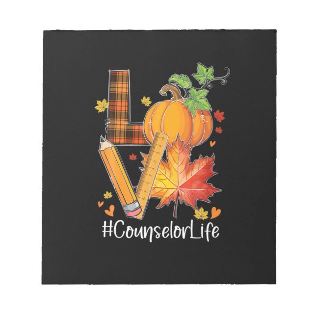 LOVE Counselor Life Fall Leaves Autumn Season Pump Notepad (Front)